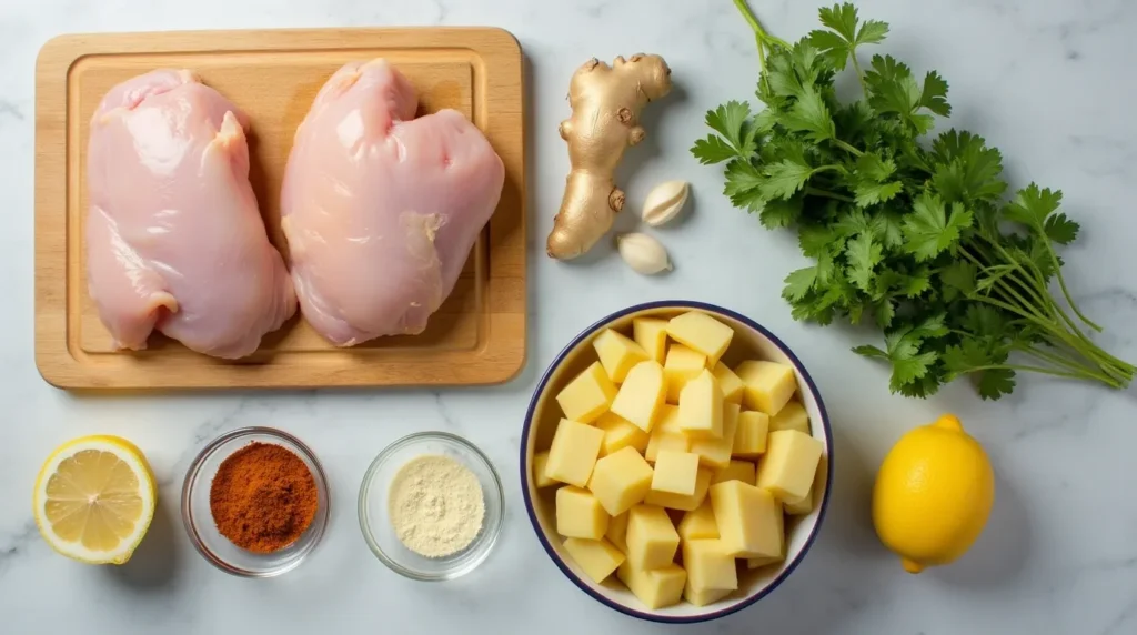 Ingredients for Chicken and Potato Curry